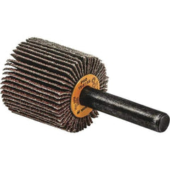 WALTER Surface Technologies - 1-1/2" Diam x 1" Face Width, Medium Aluminum Oxide Coated Mounted Flap Wheel - 1/4" Shank Mount, 80 Grit, Cloth Backing, 25,000 Max RPM - Industrial Tool & Supply