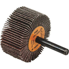 WALTER Surface Technologies - 2" Diam x 1" Face Width, Medium Aluminum Oxide Coated Mounted Flap Wheel - 1/4" Shank Mount, 60 Grit, Cloth Backing, 25,000 Max RPM - Industrial Tool & Supply