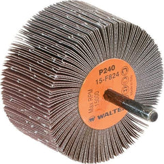 WALTER Surface Technologies - 3" Diam x 1-1/2" Face Width, Very Fine Aluminum Oxide Coated Mounted Flap Wheel - 1/4" Shank Mount, 240 Grit, Cloth Backing, 15,000 Max RPM - Industrial Tool & Supply