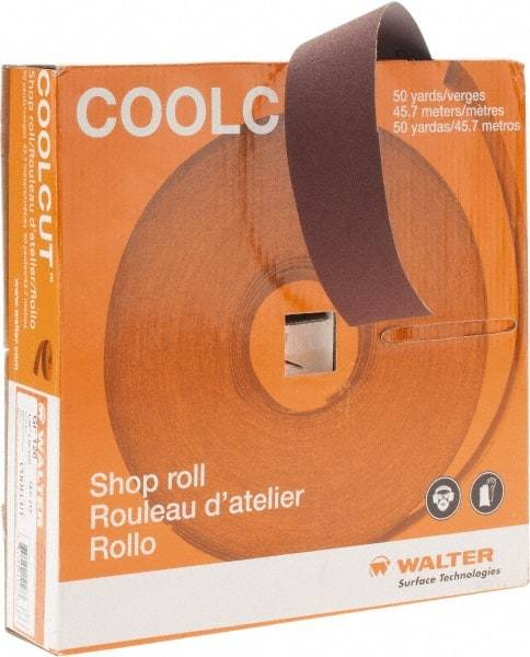 WALTER Surface Technologies - 1-1/2" x 50 Yd 120 Grit Aluminum Oxide Cloth Roll - J Weighted Backing - Industrial Tool & Supply