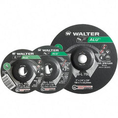 WALTER Surface Technologies - 24 Grit, 7" Wheel Diam, 1/4" Wheel Thickness, Type 27 Depressed Center Wheel - Aluminum Oxide, Resinoid Bond, 8,600 Max RPM - Industrial Tool & Supply