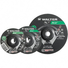 WALTER Surface Technologies - 24 Grit, 9" Wheel Diam, 1/8" Wheel Thickness, Type 27 Depressed Center Wheel - Aluminum Oxide, Resinoid Bond, 6,600 Max RPM - Industrial Tool & Supply