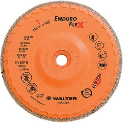 WALTER Surface Technologies - 80 Grit, 6" Disc Diam, 5/8-11 Center Hole, Type 28 Ceramic Flap Disc - 10,200 Max RPM, Plastic Backing, Arbor Attaching System, Coated - Industrial Tool & Supply