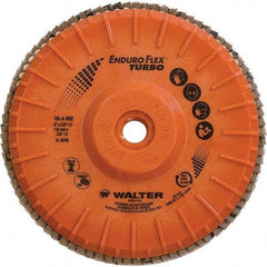 WALTER Surface Technologies - 36 & 60 Grit, 6" Disc Diam, 5/8-11 Center Hole, Type 28 Ceramic Flap Disc - 10,200 Max RPM, Plastic Backing, Arbor Attaching System, Coated - Industrial Tool & Supply