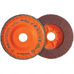 WALTER Surface Technologies - 120 Grit, 6" Disc Diam, 5/8-11 Center Hole, Type 28 Ceramic Flap Disc - 10,200 Max RPM, Plastic Backing, Arbor Attaching System, Coated - Industrial Tool & Supply