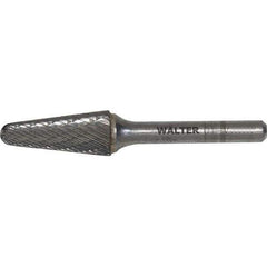 WALTER Surface Technologies - 1/4" Cut Diam, 1/4" Shank Diam, Cone Head Double Cut Burr - Carbide, 5/8" LOC - Industrial Tool & Supply