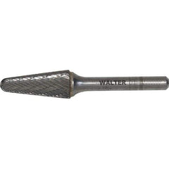 WALTER Surface Technologies - 5/16" Cut Diam, 1/4" Shank Diam, Cone Head Double Cut Burr - Carbide, 7/8" LOC - Industrial Tool & Supply