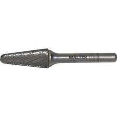 WALTER Surface Technologies - 5/8" Cut Diam, 1/4" Shank Diam, Cone Head Double Cut Burr - Carbide, 3/16" LOC - Industrial Tool & Supply