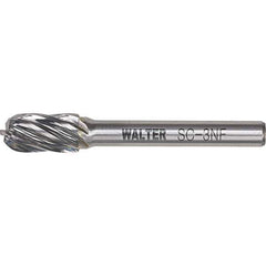 WALTER Surface Technologies - 3/8" Cut Diam, 1/4" Shank Diam, Cylinder Ball End Head Double Cut Burr - Carbide, 3/4" LOC - Industrial Tool & Supply