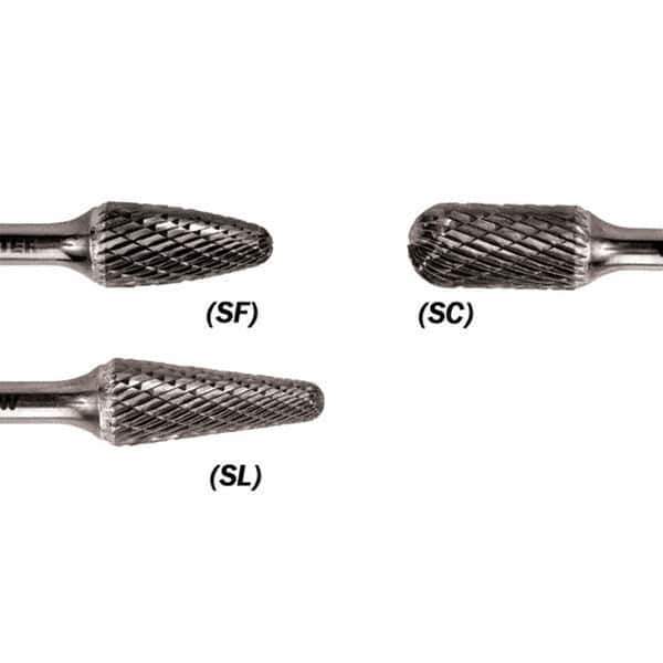 WALTER Surface Technologies - 1/2" Cut Diam, 1/4" Shank Diam, Cylinder Ball End Head Double Cut Burr - Carbide, 1" LOC - Industrial Tool & Supply