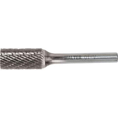 WALTER Surface Technologies - 5/16" Cut Diam, 1/4" Shank Diam, Cylinder Head Double Cut Burr - Carbide, 3/4" LOC - Industrial Tool & Supply