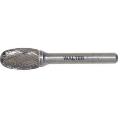 WALTER Surface Technologies - 1/2" Cut Diam, 1/4" Shank Diam, Egg Head Double Cut Burr - Carbide, 7/8" LOC - Industrial Tool & Supply