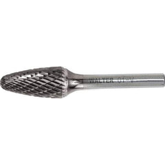 WALTER Surface Technologies - 3/8" Cut Diam, 1/4" Shank Diam, Tree Head Double Cut Burr - Carbide, 3/4" LOC - Industrial Tool & Supply