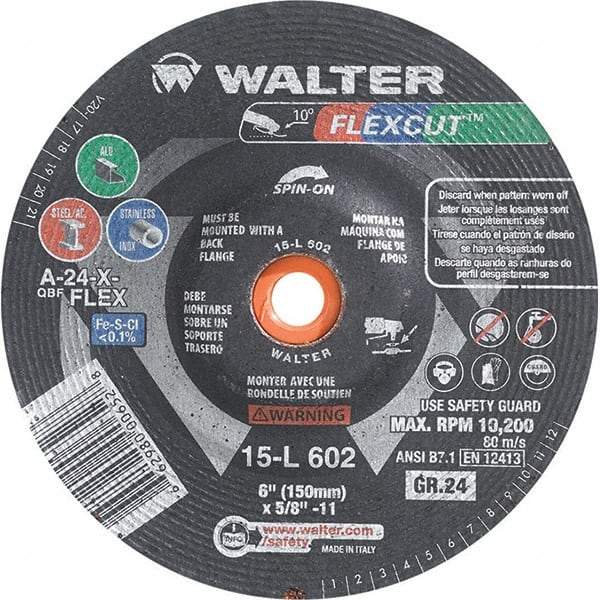 WALTER Surface Technologies - 6" Diam, 24 Grit Surface Grinding Wheel - Aluminum Oxide/Silicon Carbide Blend, Resinoid Bond - Industrial Tool & Supply