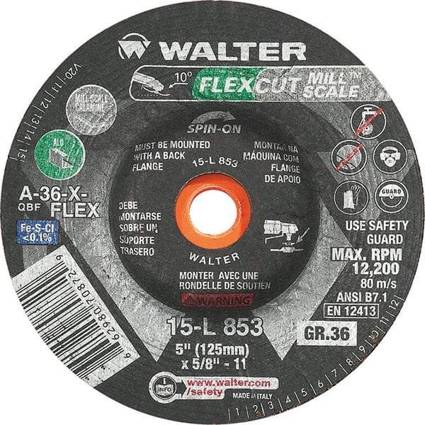 WALTER Surface Technologies - 5" Diam, 36 Grit Surface Grinding Wheel - Industrial Tool & Supply