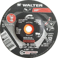 WALTER Surface Technologies - 24 Grit, 5" Wheel Diam, 1/4" Wheel Thickness, Type 27 Depressed Center Wheel - Aluminum Oxide, Resinoid Bond, 12,200 Max RPM - Industrial Tool & Supply