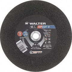 WALTER Surface Technologies - 12" 24 Grit Aluminum Oxide Cutoff Wheel - 1/8" Thick, 1" Arbor, 5,100 Max RPM, Use with Stationary Tools - Industrial Tool & Supply