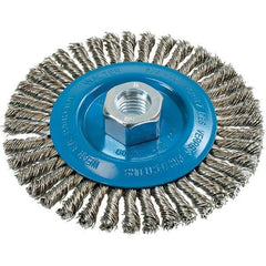 WALTER Surface Technologies - 5" OD, 5/8-11 Arbor Hole, Stringer Bead Stainless Steel Wheel Brush - 1/4" Face Width, 0.02" Filament Diam, 15,000 RPM - Industrial Tool & Supply