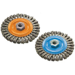 WALTER Surface Technologies - 6" OD, 5/8-11 Arbor Hole, Knotted Stainless Steel Wheel Brush - 3/8" Face Width, 0.02" Filament Diam, 10,000 RPM - Industrial Tool & Supply