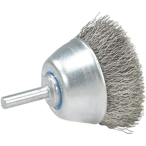 WALTER Surface Technologies - 2-3/8" Diam, 1/4" Shank Diam, Steel Fill Cup Brush - 0.0118 Wire Diam, 13,000 Max RPM - Industrial Tool & Supply