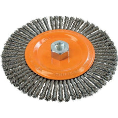 WALTER Surface Technologies - 6-7/8" OD, 5/8-11 Arbor Hole, Stringer Bead Steel Wheel Brush - 1/4" Face Width, 0.02" Filament Diam, 9,000 RPM - Industrial Tool & Supply