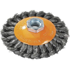WALTER Surface Technologies - 7" Diam, 5/8-11 Threaded Arbor, Steel Fill Cup Brush - 0.02 Wire Diam, 10,000 Max RPM - Industrial Tool & Supply