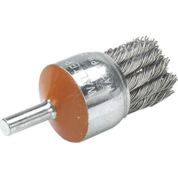 WALTER Surface Technologies - 1-1/8" Brush Diam, Knotted, End Brush - 1/4" Diam Shank, 25,000 Max RPM - Industrial Tool & Supply