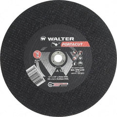 WALTER Surface Technologies - 12" 24 Grit Aluminum Oxide Cutoff Wheel - 1/8" Thick, 20mm Arbor, 6,300 Max RPM, Use with Electric & Gas Powered Saws - Industrial Tool & Supply