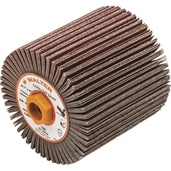 WALTER Surface Technologies - 4-1/4" Diam 120 Grit Aluminum Oxide Unmounted Flap Wheel - 5/8-11 Threaded Hole, 4" Wide, Coated, Grade Fine, 3,800 Max RPM - Industrial Tool & Supply