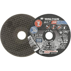 WALTER Surface Technologies - 2" 24 Grit Aluminum Oxide Cutoff Wheel - 1/8" Thick, 5/16" Arbor, 31,000 Max RPM, Use with Die Grinders - Industrial Tool & Supply