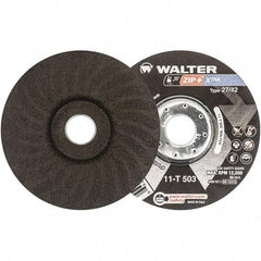 WALTER Surface Technologies - 46 Grit, 5" Wheel Diam, 1/16" Wheel Thickness, 7/8" Arbor Hole, Type 27 Depressed Center Wheel - Aluminum Oxide, Resinoid Bond, 12,200 Max RPM - Industrial Tool & Supply