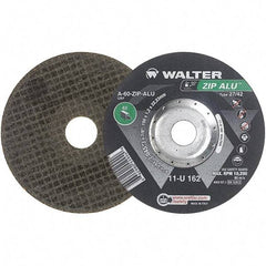 WALTER Surface Technologies - 60 Grit, 6" Wheel Diam, 3/64" Wheel Thickness, 7/8" Arbor Hole, Type 27 Depressed Center Wheel - Aluminum Oxide, Resinoid Bond, 10,200 Max RPM - Industrial Tool & Supply