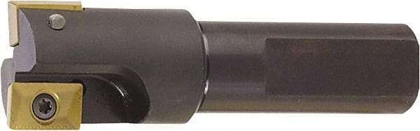 Kyocera - 3/4" Cut Diam, 0.37" Max Depth of Cut, 3/4" Shank Diam, 3.03" OAL, Indexable Square Shoulder End Mill - XPMT 0902 Inserts, Weldon Shank, 90° Lead Angle - Industrial Tool & Supply