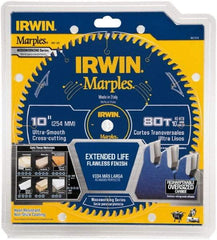 Irwin Blades - 10" Diam, 5/8" Arbor Hole Diam, 80 Tooth Wet & Dry Cut Saw Blade - Carbide-Tipped, Finishing Action, Standard Round Arbor - Industrial Tool & Supply