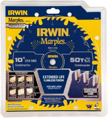 Irwin Blades - 10" Diam, 5/8" Arbor Hole Diam, 50 Tooth Wet & Dry Cut Saw Blade - Carbide-Tipped, Finishing Action, Standard Round Arbor - Industrial Tool & Supply