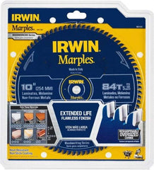 Irwin Blades - 10" Diam, 5/8" Arbor Hole Diam, 84 Tooth Wet & Dry Cut Saw Blade - Carbide-Tipped, Finishing Action, Standard Round Arbor - Industrial Tool & Supply