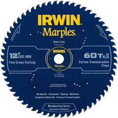 Irwin - 12" Diam, 1" Arbor Hole Diam, 60 Tooth Wet & Dry Cut Saw Blade - Carbide-Tipped, Finishing Action, Standard Round Arbor - Industrial Tool & Supply