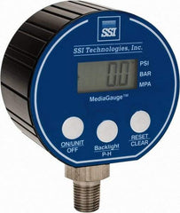 SSI Technologies - 3" Dial, 1/4 Thread, 0-300 Scale Range, Pressure Gauge - Lower Connection Mount, Accurate to 0.0025% of Scale - Industrial Tool & Supply