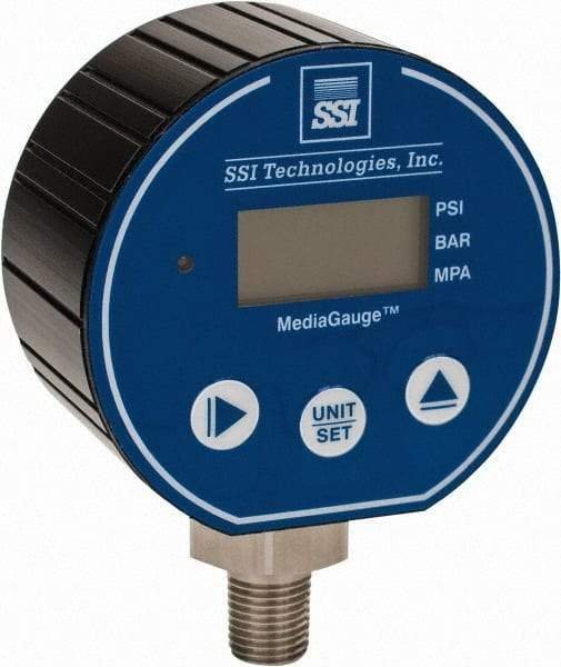 SSI Technologies - 3" Dial, 1/4 Thread, 0-3,000 Scale Range, Pressure Gauge - Lower Connection Mount, Accurate to 0.0025% of Scale - Industrial Tool & Supply