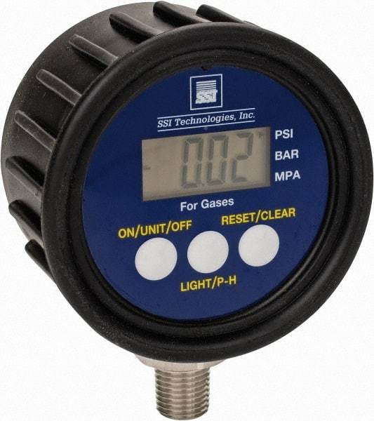 SSI Technologies - 2-1/2" Dial, 1/4 Thread, 0-300 Scale Range, Pressure Gauge - Lower Connection Mount, Accurate to 1% of Scale - Industrial Tool & Supply