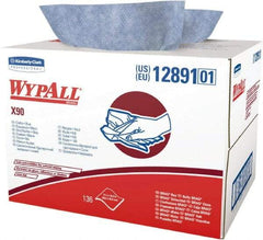 WypAll - X90 Dry Shop Towel/Industrial Wipes - Brag Box/Double Top Box, 16-3/4" x 11" Sheet Size, Blue - Industrial Tool & Supply