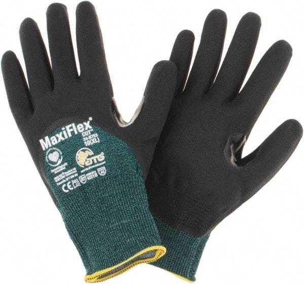 PIP - Size XL, ANSI Cut Lvl A2, Cut Resistant Gloves - Palm, Fingers & Knuckles Coated, Green/Black - Industrial Tool & Supply