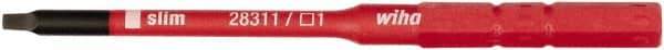 Wiha - 4mm Drive, #1 Square Screwdriver Bit - 75mm OAL - Industrial Tool & Supply