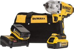 DeWALT - 1/2" Drive 20 Volt Mid-Handle Cordless Impact Wrench & Ratchet - 1,900 RPM, 0 to 2,400 BPM, 700 Ft/Lb Torque, 2 Lithium-Ion Batteries Included - Industrial Tool & Supply