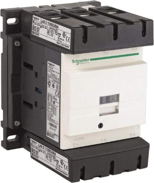 Schneider Electric - 3 Pole, 120 Coil VAC at 50/60 Hz, 115 Amp at 440 VAC, Nonreversible IEC Contactor - Bureau Veritas, CCC, CSA, CSA C22.2 No. 14, DNV, EN/IEC 60947-4-1, EN/IEC 60947-5-1, GL, GOST, LROS, RINA, RoHS Compliant, UL 508, UL Listed - Industrial Tool & Supply