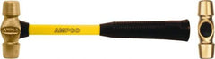 Ampco - 1-3/4 Lb Nickel Aluminum Bronze Nonsparking Double Face Machinist's Hammer - 14" OAL, 4-3/8" Head Length, 1-3/16" Face Diam, Fiberglass Handle - Industrial Tool & Supply