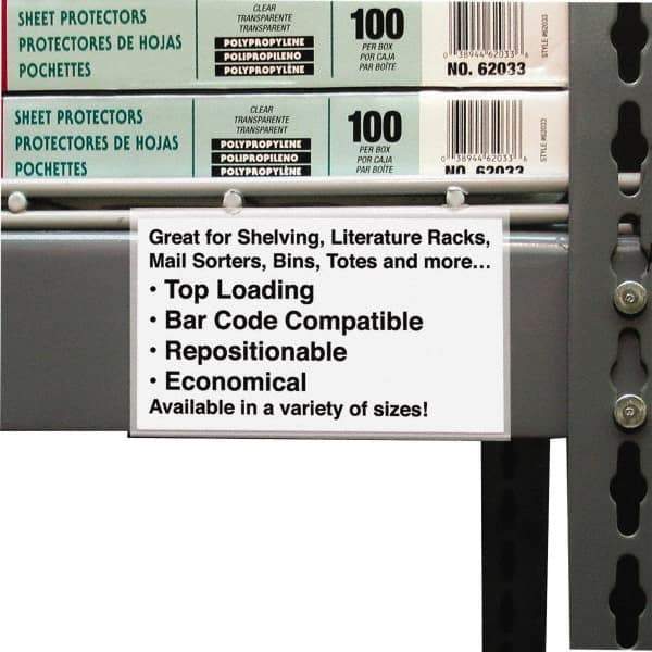C-LINE - 5" Wide, Open Shelving Accessory/Component - Plastic, Clear Plastic Finish, 3" Long - Industrial Tool & Supply
