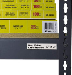 C-LINE - 3" Wide, Open Shelving Accessory/Component - Plastic, Clear Plastic Finish, 1/2" Long, Use with Any Shelf, Rack, Bin - Industrial Tool & Supply