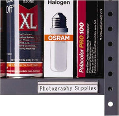 C-LINE - 7/8" Wide, Open Shelving Accessory/Component - Plastic, Clear Plastic Finish, 4" Long, Use with Files, Shelves, Bins - Industrial Tool & Supply