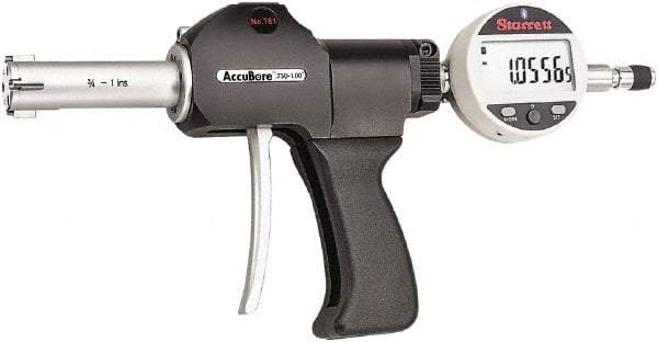 Starrett - Electronic Bore Gages Type: Pistol Grip Electronic Bore Gage Minimum Measurement (Decimal Inch): 0.7500 - Industrial Tool & Supply